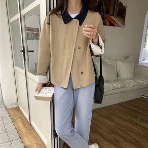 Korean Style Loose Fit Cropped Jacket